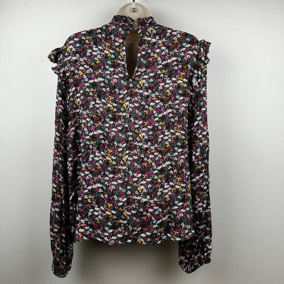 Draper James Mini Floral Ruffled Blouse Smocking Prairie Cottage Core Women's 1X - Picture 7 of 14